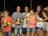 Ronaldo (E), Guilherme, André, Isabela e Camila (D) receberam troféus na cerimônia de premiação do Circuito Bombinhas - Fotografo: Diviugação - Data: 25/04/2016