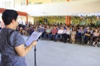 O fim do turno intermediário na rede municipal de ensino acabou hoje (5/7) com a entrega das salas modulares na Escola Nilson Wilson Bender, bairro Paranaguamirim. A diretora da escola, Jaqueline de F. Megegon destacou a importância das mudanças. - Fotografo: Mauro Artur Schlieck - Data: 05/07/2012