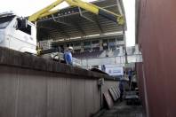 Colocação das vigas na obra de ampliação da Arena Joinville - Fotografo: Phelippe José - Data: 18/08/2015