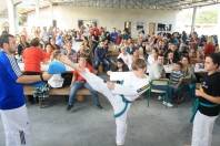 Crianças e adolescentes praticam Taekwondo no  projeto Jovem Vencedor, em parceria da UBS do Jardim Paraíso e Felej - Fotografo: Divulgação - Data: 18/07/2013