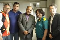 Prefeito Carlito Merss, presidente da FELEJ Jorge Luis do Nascimento, presidente da CBF Vergílio Elisio, Ministra Ideli Salvatti e o assessor do Ministro do Esporte Ricardo Gomyde - Fotografo: Kátia Nascimento - Data: 04/12/2011