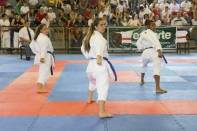 Equipe feminina  de karatê disputando categoria Katar nos 53º Jasc em Blumenau. - Fotografo: Phelippe José - Data: 25/11/2013
