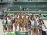 Joinville venceu as três categorias em disputa no Campeonato Estadual de Conjuntos de Ginástica Rítmica, ocorrido neste sábado (1º/12), em Brusque. A equipe da Felej esteve representada com 17 ginastas na competição pré-Infantil, Infantil e Juvenil. - Fotografo: Divulgação Felej - Data: 03/12/2012