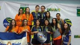 Equipe feminina do Colégio Elias Moreira no lugar mais alto do pódio - Fotografo: Divulgação - Data: 07/03/2016