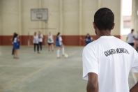 Projeto joga bonito, da Guarda Municipal, na Escola Municipal Eladir Skibinski - Fotografo: Rogerio da Silva - Data: 07/05/2015