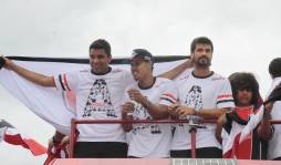 Goleiro Ivan - Edigar Júnior e o lateral Esquerdo Rogério comemorando acesso do JEC a série A do Brasileiro de 2015. - Fotografo: Phelippe José da Silva - Data: 05/11/2014