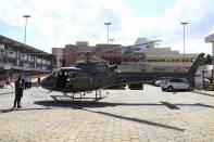 Helicóptero do GRAER pousou pela primeira vez no heliponto do Hospital São José na tarde desta quinta-feira (12/1).  - Fotografo: Kátia Nascimento - Data: 12/01/2012