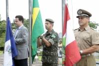 O hasteamento das bandeiras que abre oficialemente as comemorações pelos 162 anos de Joinville - Fotografo: Jaksson Zanco - Data: 06/03/2013