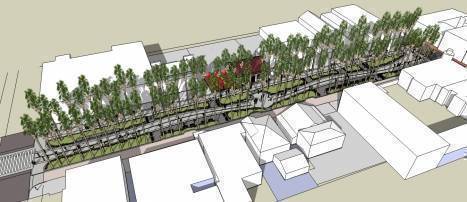 Ilustração mostra como deve ficar a Rua das Palmeiras com o novo projeto paisagístico. - Fotografo: Divulgação - Conurb - Data: 15/03/2012