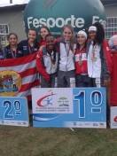Medalha de ouro na prova 4 x 100: Natalha Sestrem (E), Daiane Rohveder, Letícia Oro Melo e Bruna Sestrem (D) - Fotografo: Divulgação - Data: 31/07/2014