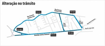 Mapa de mudanças no trânsito na avenida Santos Dumont e rua Tenente Antonio João - Fotografo: Divulgação/Secom - Data: 09/04/2014